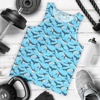 Whale Pattern Design Themed Print Men Tank Top