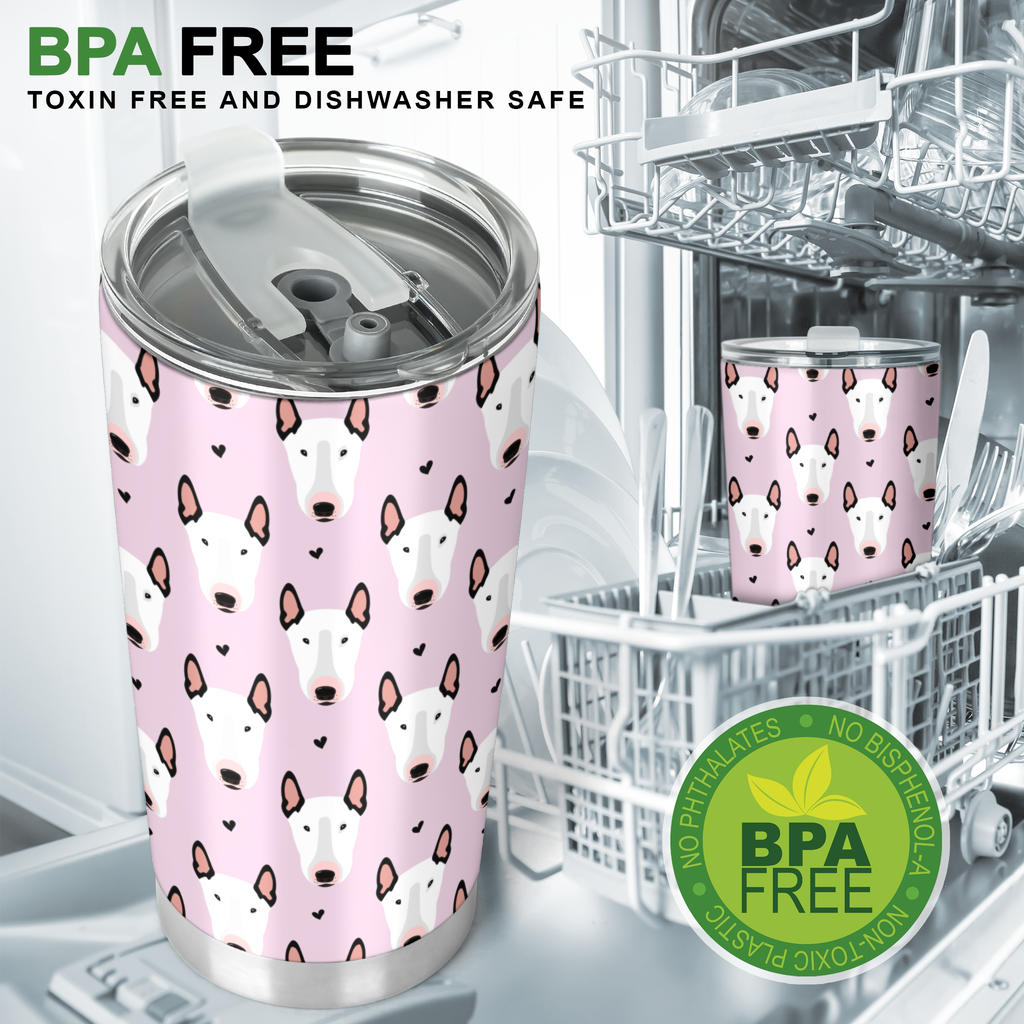 Bull Terrier Pink Print Pattern Tumbler