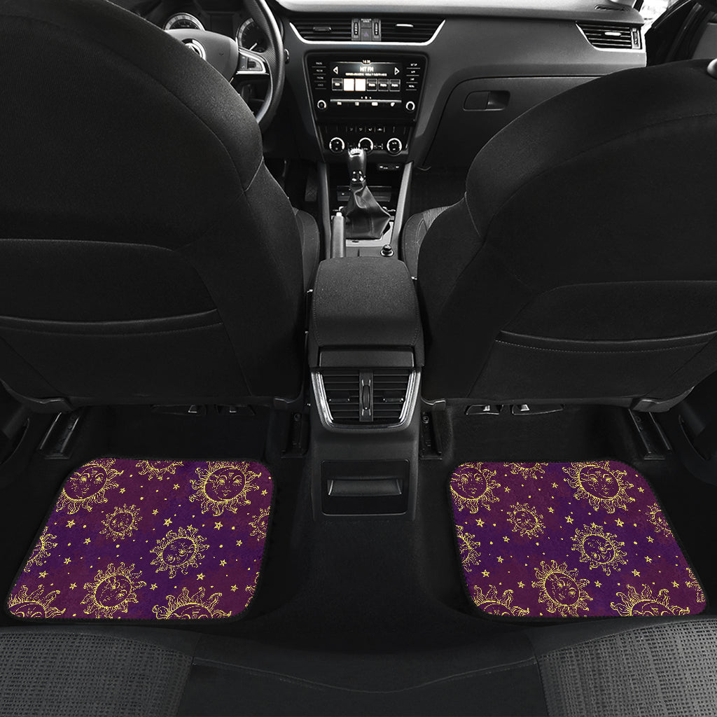 Sun Moon Star Design Themed Print Car Floor Mats Front Back