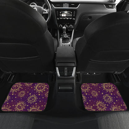 Sun Moon Star Design Themed Print Car Floor Mats Front Back