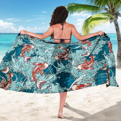 KOI Fish Pattern Print Design 05 Sarong Pareo Wrap