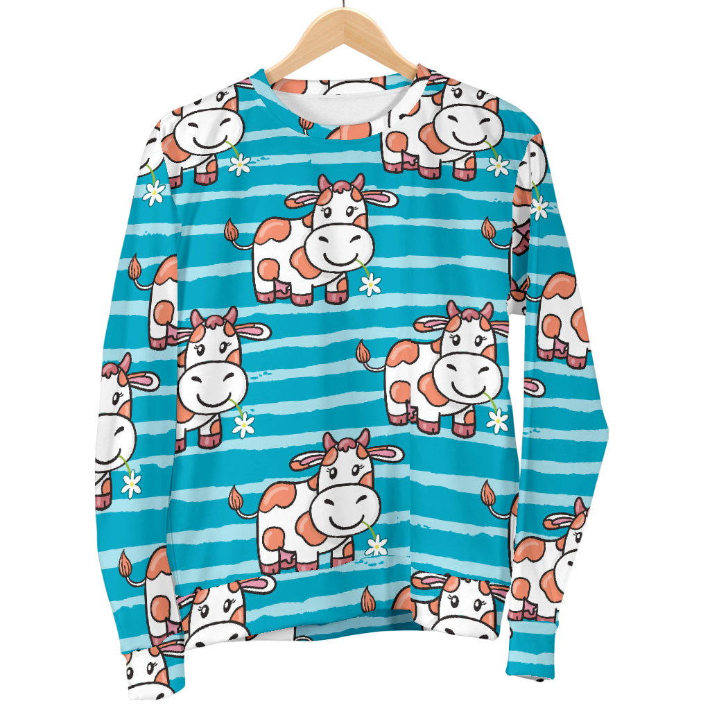 Cow Cute Print Pattern Women Long Sleeve Sweatshirt