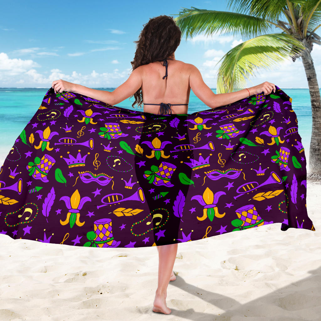 Mardi Gras Pattern Print Design 08 Sarong Pareo Wrap