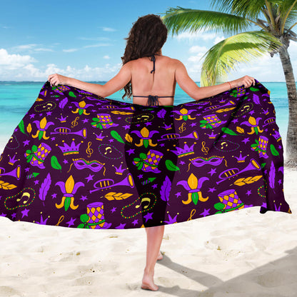 Mardi Gras Pattern Print Design 08 Sarong Pareo Wrap