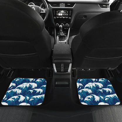 Ocean Wave Pattern Print Car Floor Mats Front Back