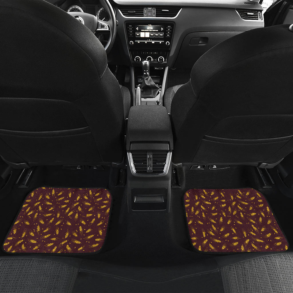 Agricultural Gold Wheat Print Pattern Car Floor Mats Front Back