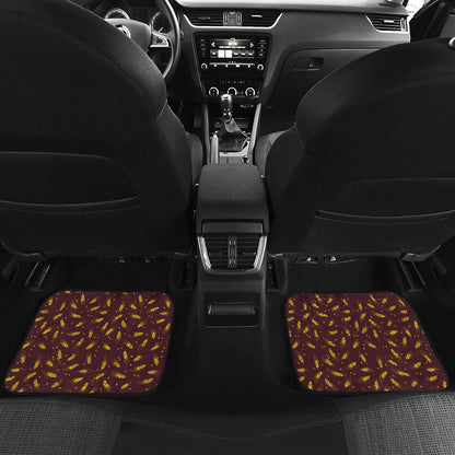 Agricultural Gold Wheat Print Pattern Car Floor Mats Front Back