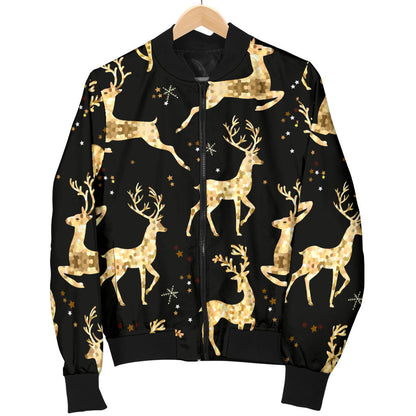 Deer Gold Pattern Men Bomber Jacket