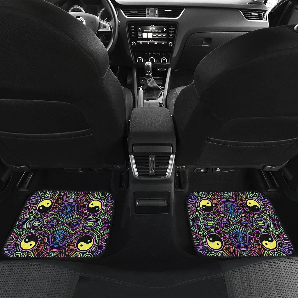 Yin Yang Neon Color Design Print Car Floor Mats Front Back