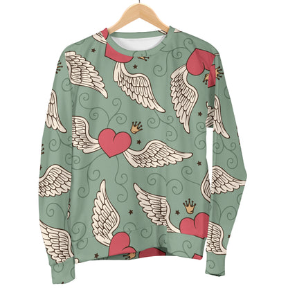 Angel Wings Heart Design Themed Print Men Long Sleeve Sweatshirt