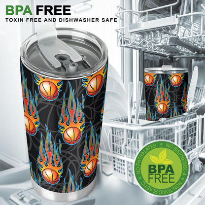 Basketball Fire Print Pattern Tumbler