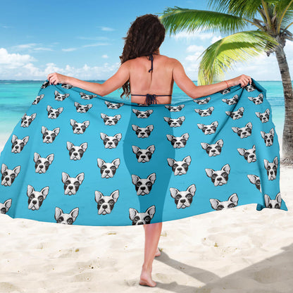Boston Terrier Pattern Print Design 01 Sarong Pareo Wrap