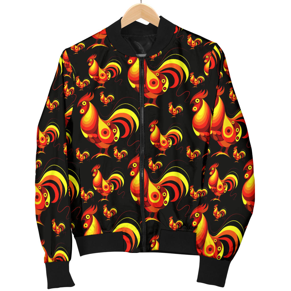 Rooster Print Themed Men Bomber Jacket