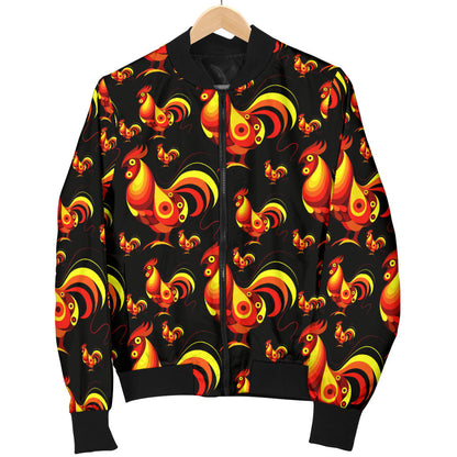 Rooster Print Themed Men Bomber Jacket