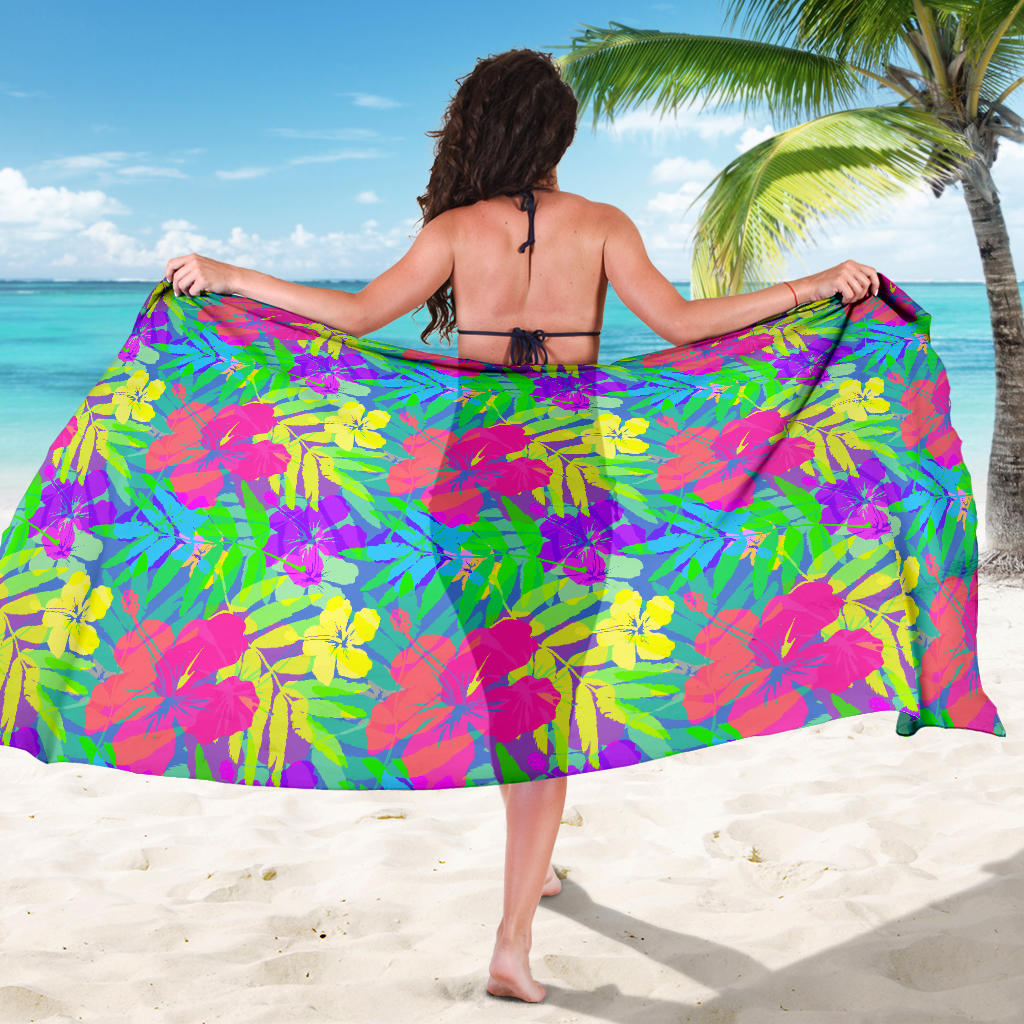 Neon Tropical Pattern Print Design A03 Sarong Pareo Wrap
