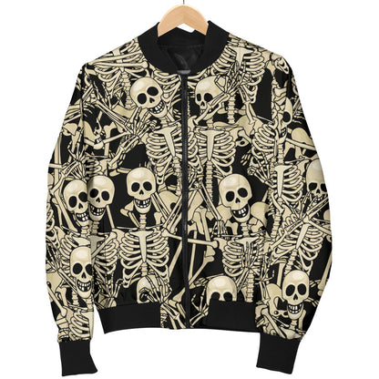 Skeleton Design Print Men Bomber Jacket