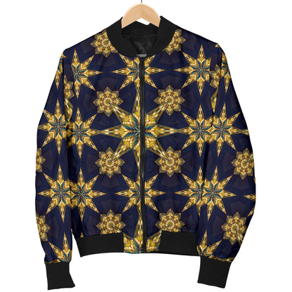 kaleidoscope Gold Print Design Men Bomber Jacket