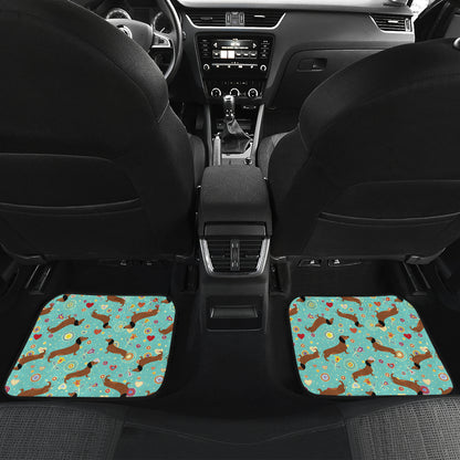 Dachshund with Floral Print Pattern Car Floor Mats Front Back