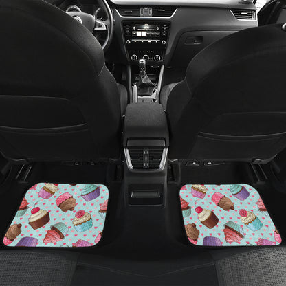 Cupcakes Fancy Heart Print Pattern Car Floor Mats Front Back