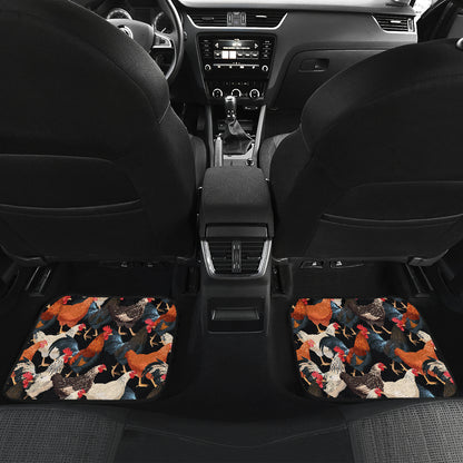 Chicken Print Pattern Car Floor Mats Front Back