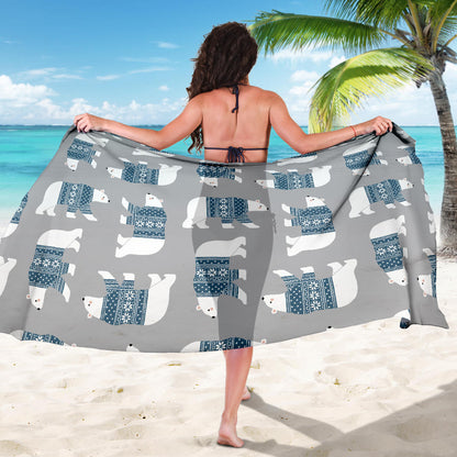 Polar Bear Pattern Print Design A03 Sarong Pareo Wrap