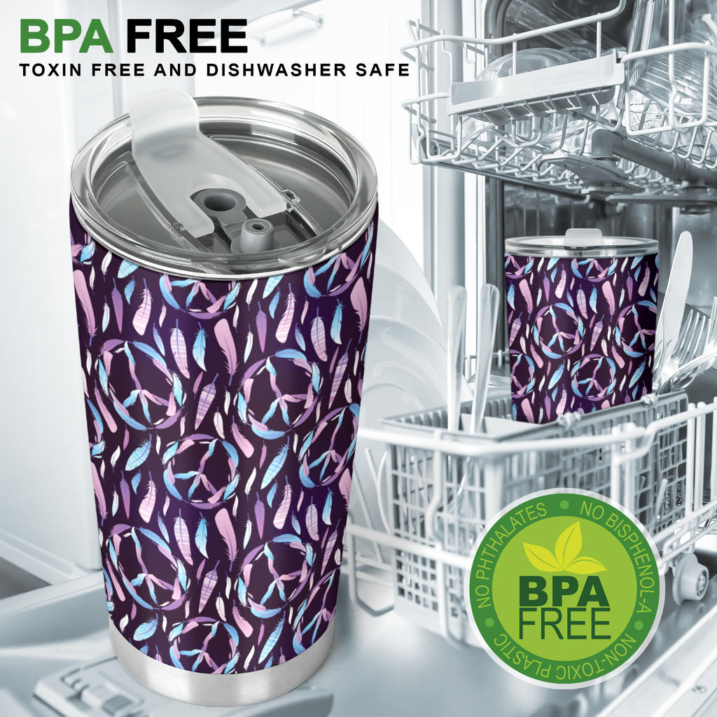 Peace Sign Feather Design Print Tumbler