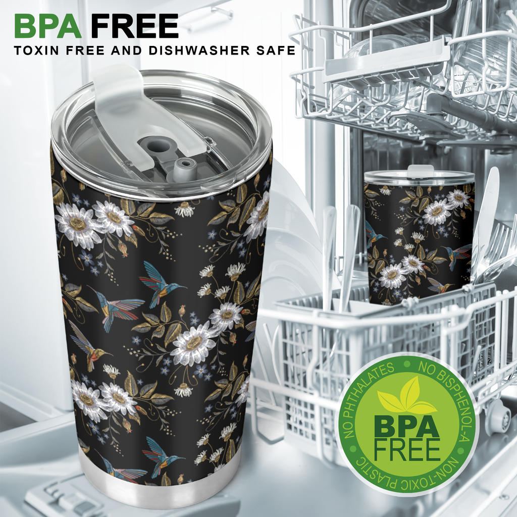 Hummingbird with Embroidery Themed Print Tumbler