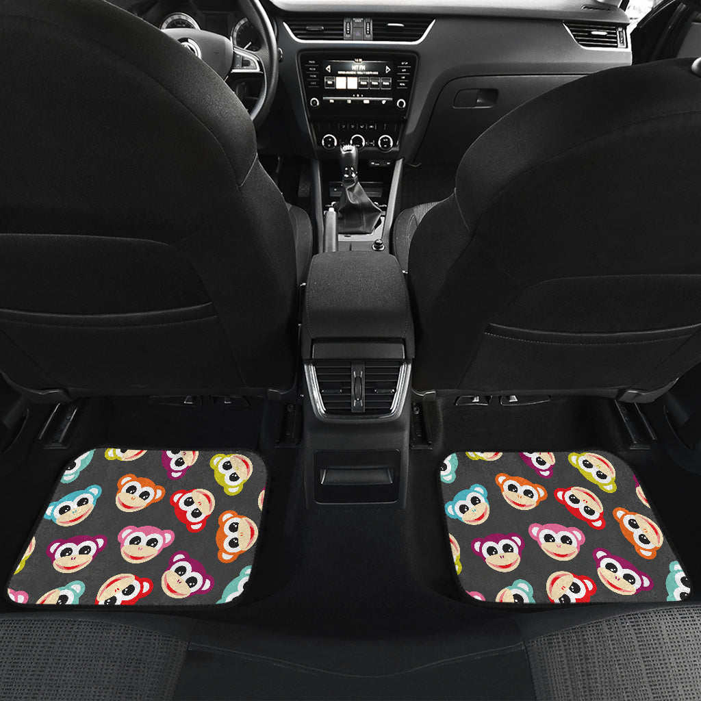 Monkey Head Design Themed Print Car Floor Mats Front Back