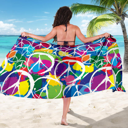 Peace Sign Colorful Pattern Print Design A02 Sarong Pareo Wrap
