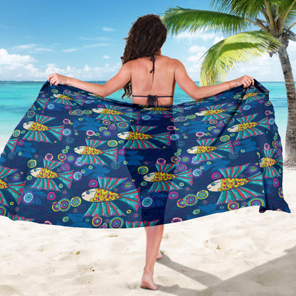 Flying Fish Pattern Print Design 01 Sarong Pareo Wrap