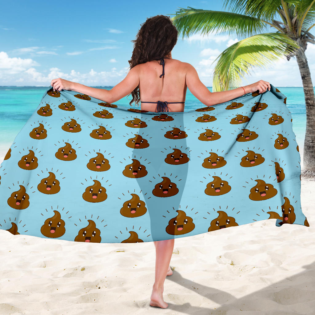 Poop Emoji Pattern Print Design A03 Sarong Pareo Wrap