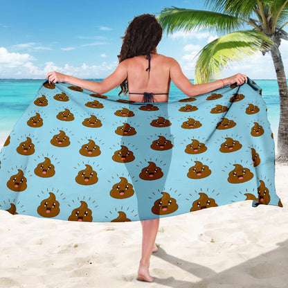 Poop Emoji Pattern Print Design A03 Sarong Pareo Wrap