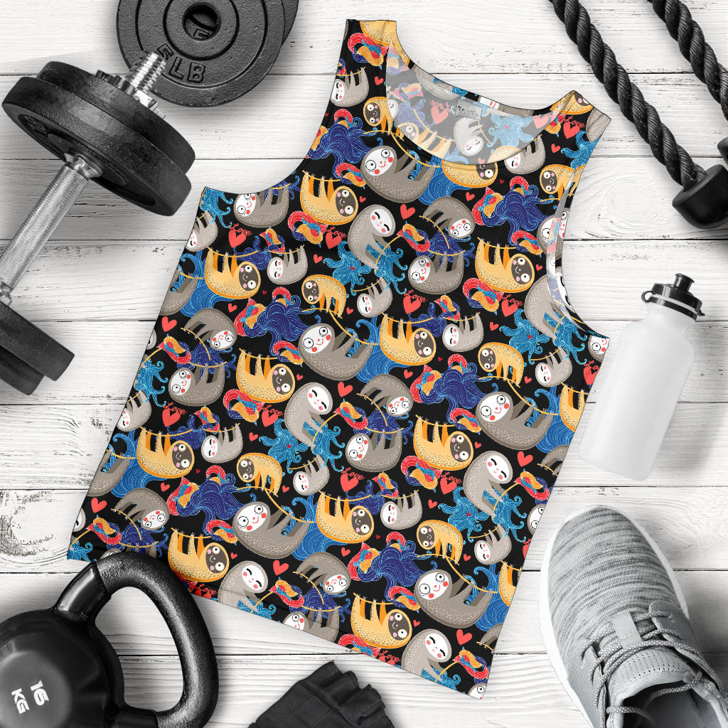 Sloth Cartoon Design Themed Print Men Tank Top