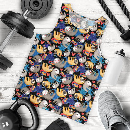 Sloth Cartoon Design Themed Print Men Tank Top