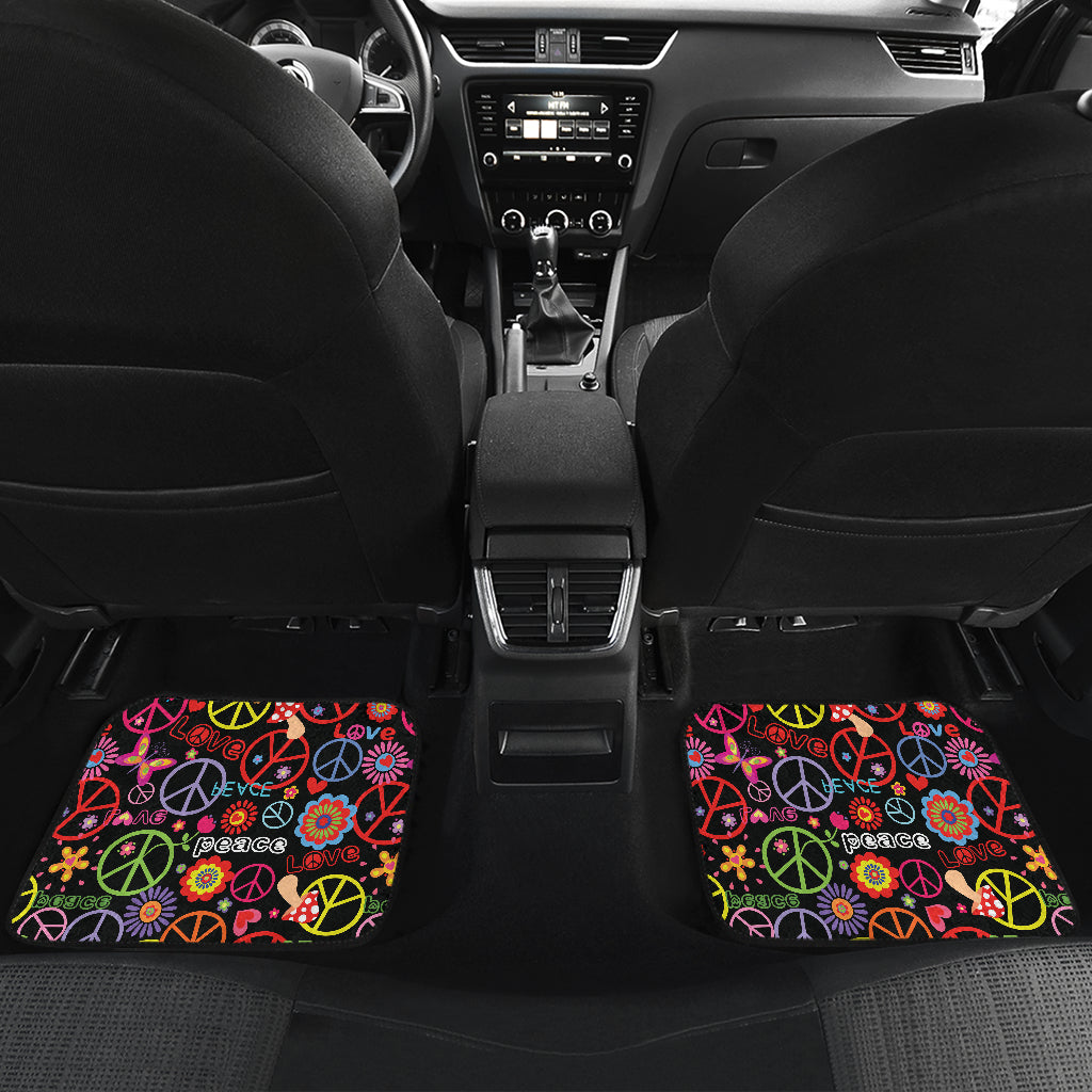 Peace Sign Colorful Design Print Car Floor Mats Front Back
