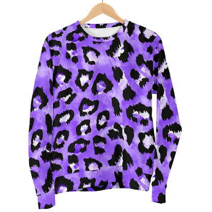 Leopard Purple Skin Print Women Long Sleeve Sweatshirt