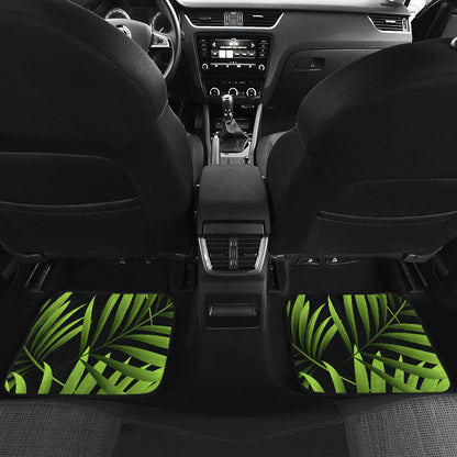 Green Neon Tropical Palm Leaves Car Floor Mats Front Back