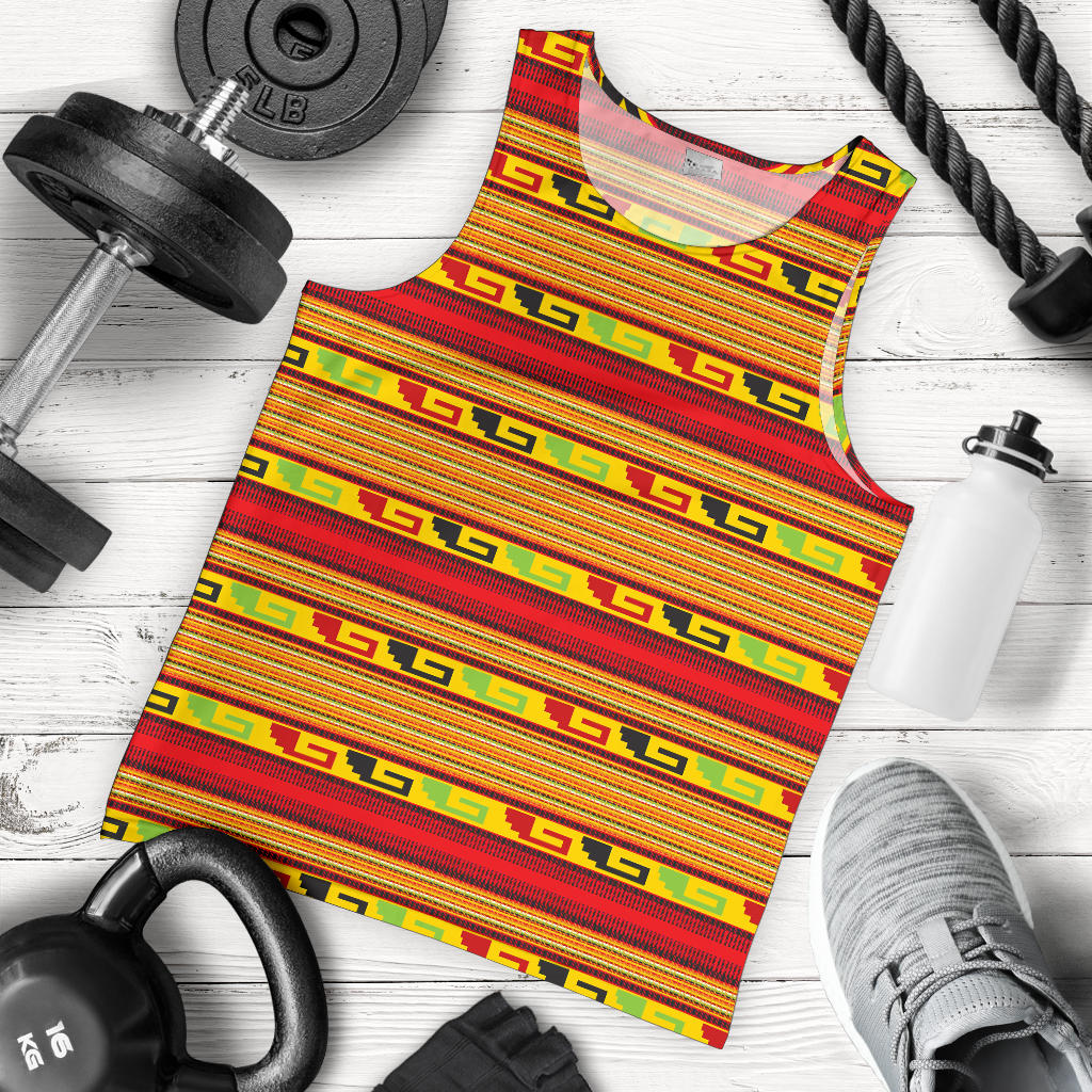 Mexican Blanket Ornament Print Pattern Men Tank Top