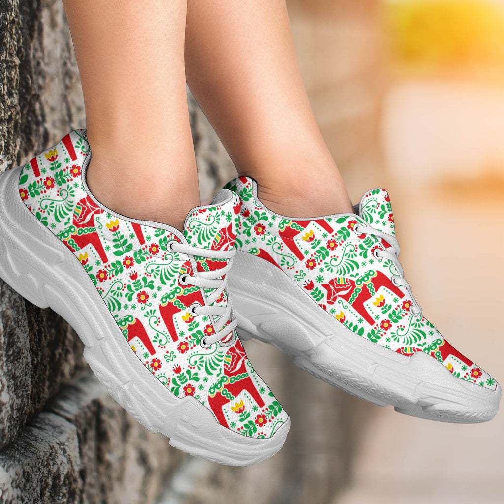 Swedish Dala Style Pattern Chunky Sneakers