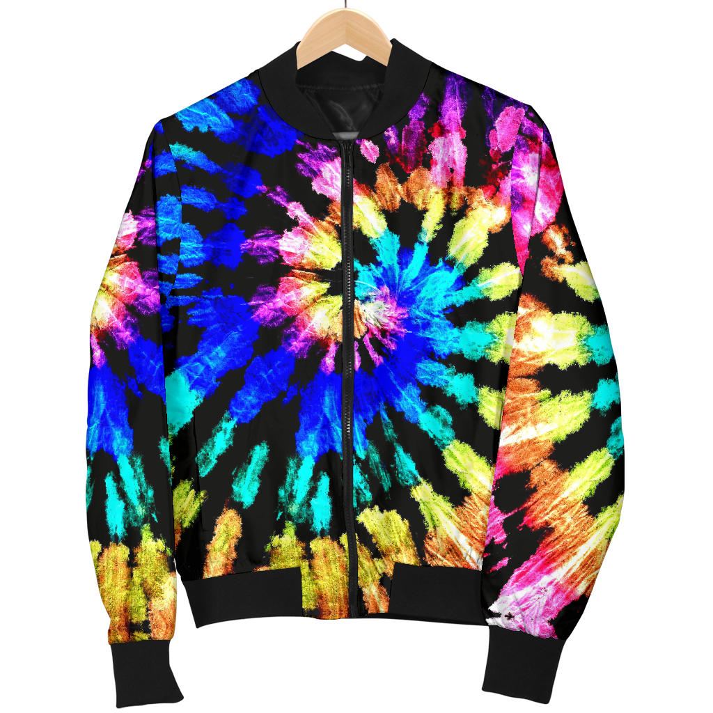 Tie Dye Rainbow Design Print Men Bomber Jacket