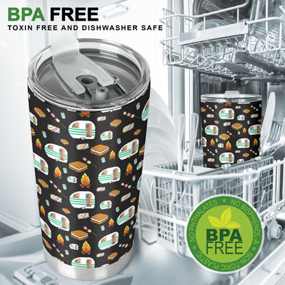 Camper marshmallow Camping Design Print Tumbler