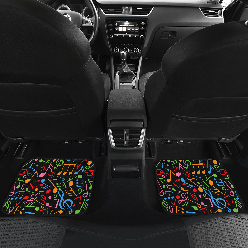 Music Note Colorful Themed Print Car Floor Mats Front Back