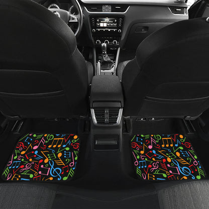 Music Note Colorful Themed Print Car Floor Mats Front Back