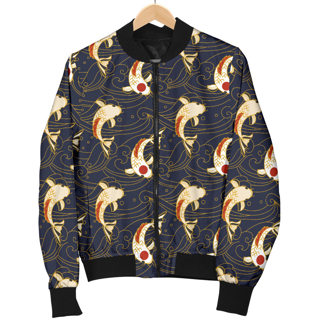 Koi Carp Japanese Design Themed Print Men Bomber Jacket