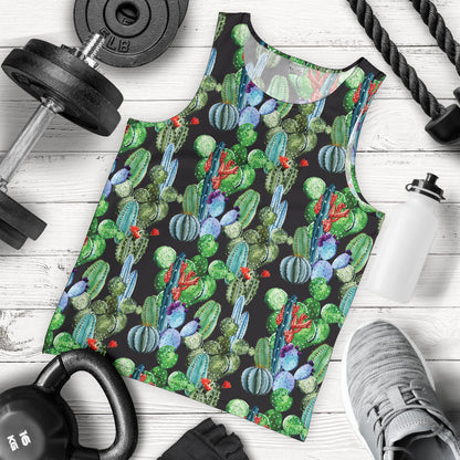 Cactus Watercolor Style Print Men Tank Top