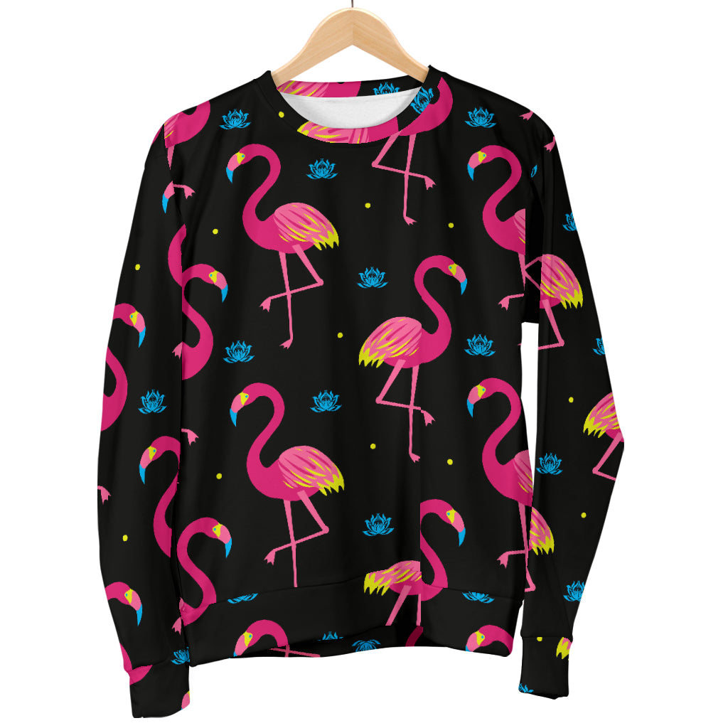 Flamingo Pink Neon Print Pattern Men Long Sleeve Sweatshirt