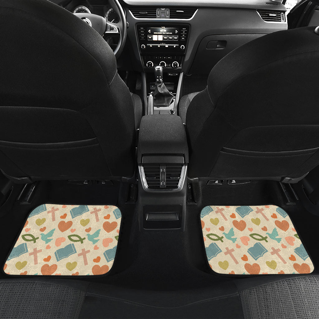 Christian Symbol Pattern Car Floor Mats Front Back
