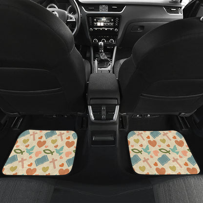 Christian Symbol Pattern Car Floor Mats Front Back