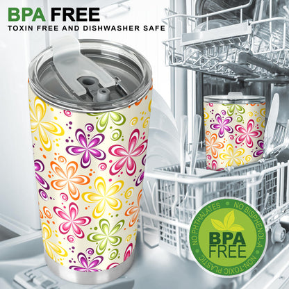 Flower Power Colorful Design Print Tumbler