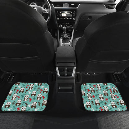 Panda Bear Cute Themed Print Car Floor Mats Front Back